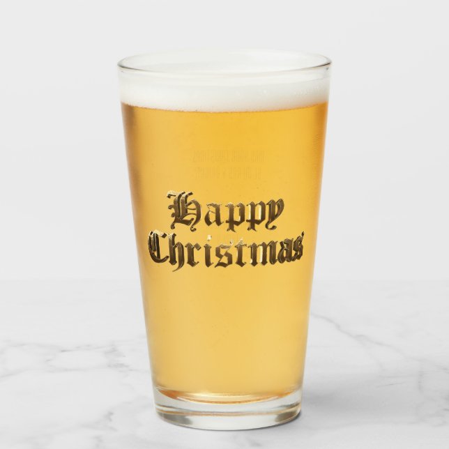 Verre Élégant vieux anglais Lettering Joyeux Noël (Devant (rempli))