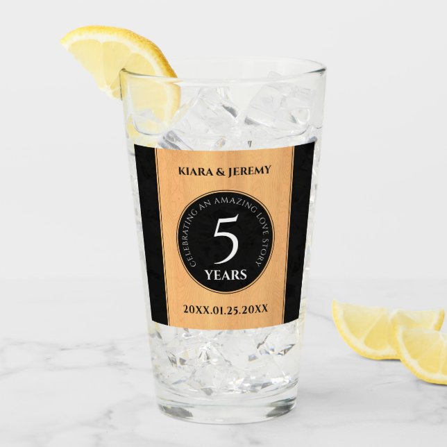 Verre Élégante 5ème anniversaire de Mariage de bois (Devant glace)