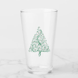 Verre Élégante calligraphie rouge et verte Arbre de Noël
