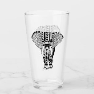 Verre Éléphant tribal de Bohème noir et blanc