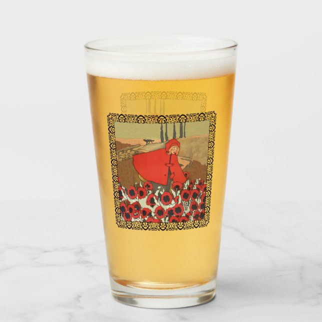 Verre Embarquement cueillir des fleurs rouges Loup sur l (Devant (rempli))