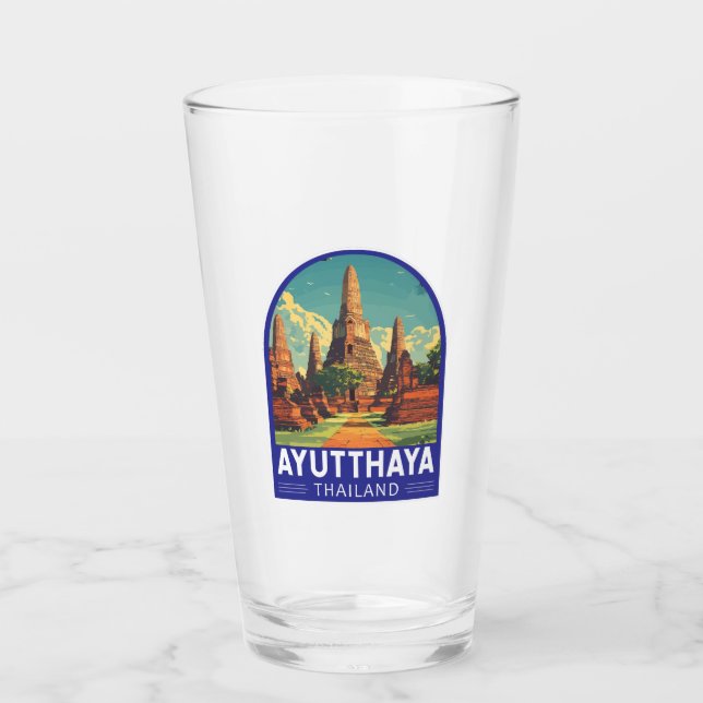 Verre Emblème d'Art Voyage Ayutthaya Thaïlande (Devant)