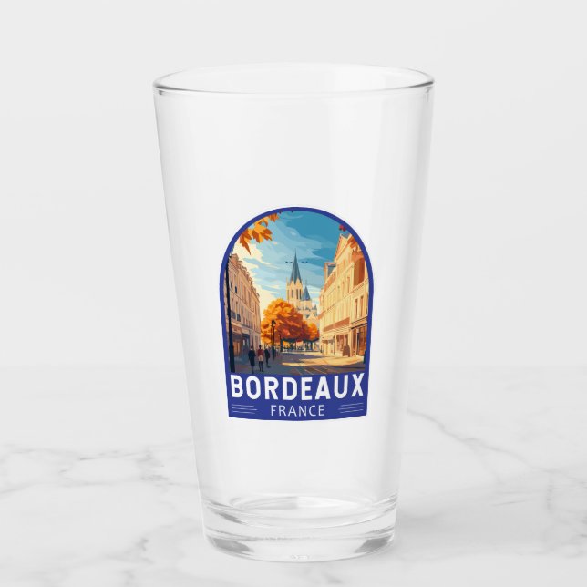 Verre Emblème d'Art Voyage de Bordeaux France (Devant)