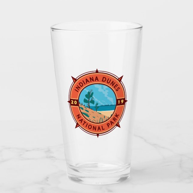 Verre Emblème de compass rétro du parc national des dune (Devant)