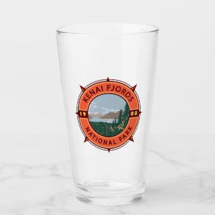 Verre Emblème de compass rétro du parc national Kenai Fj