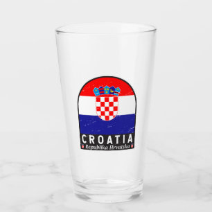Verre Emblème du drapeau croate Vintage