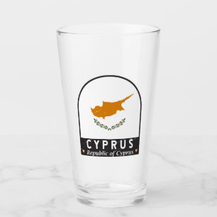Verre Emblème du drapeau de Chypre Vintage