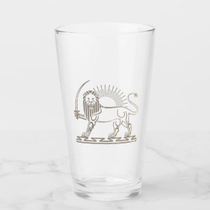 Verre Emblème Lion et Soleil de l'Iran - noir et blanc