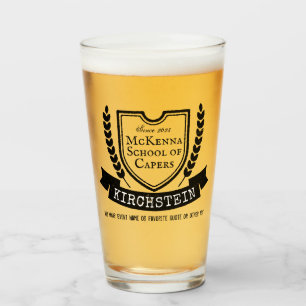 Verre Emblème vintage Logo Shield Laurel Ribbon Names