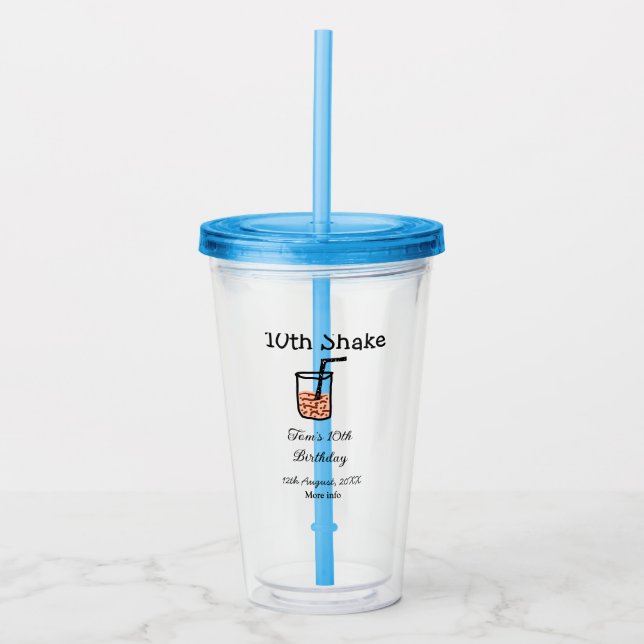 Verre En Acrylique 10e Shake 10e anniversaire heureux milkshake scrib (Devant)