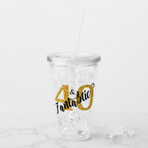 Verre En Acrylique 40 et Fantastic Gold Parties scintillant cadeaux
