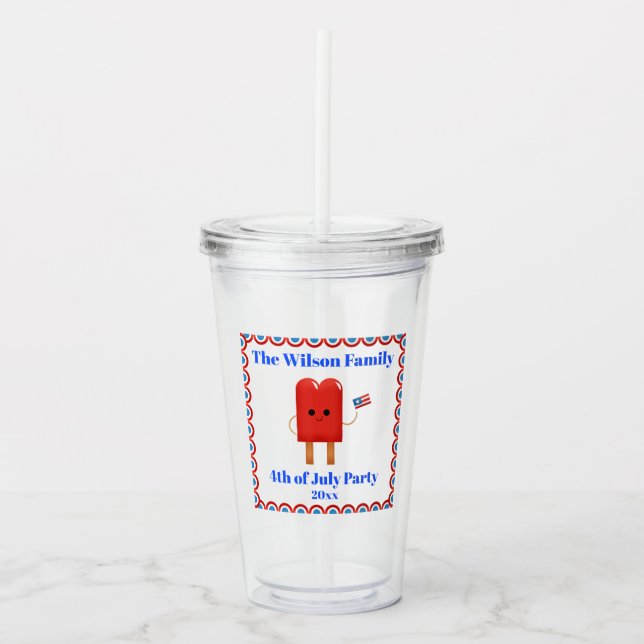 Verre En Acrylique 4 juillet Parti Cute Patriotic Popsicle (Devant)