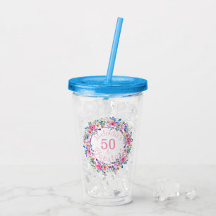 Verre En Acrylique 50 et Fab Garden Party Anniversaire Accessoires