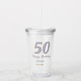 Verre En Acrylique 50e anniversaire ajouter nom date année mode viole