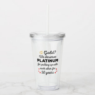 Verre En Acrylique 50ème anniversaire de Mariage I - Gold Funny Coupl