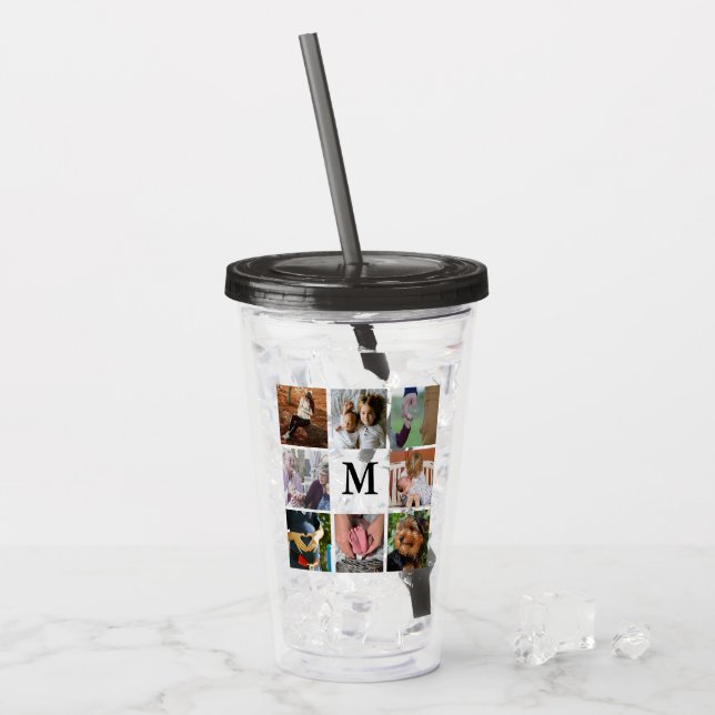 Verre En Acrylique 8 monogramme moderne du collage | de photo (Devant glace)