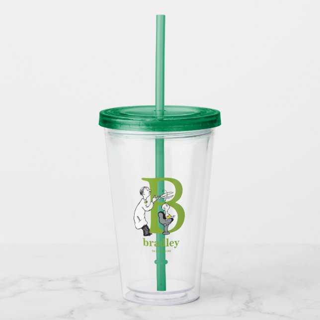 Verre En Acrylique ABC du Dr Seuss : Lettre B - Blanc | Ajouter Votre (Devant)