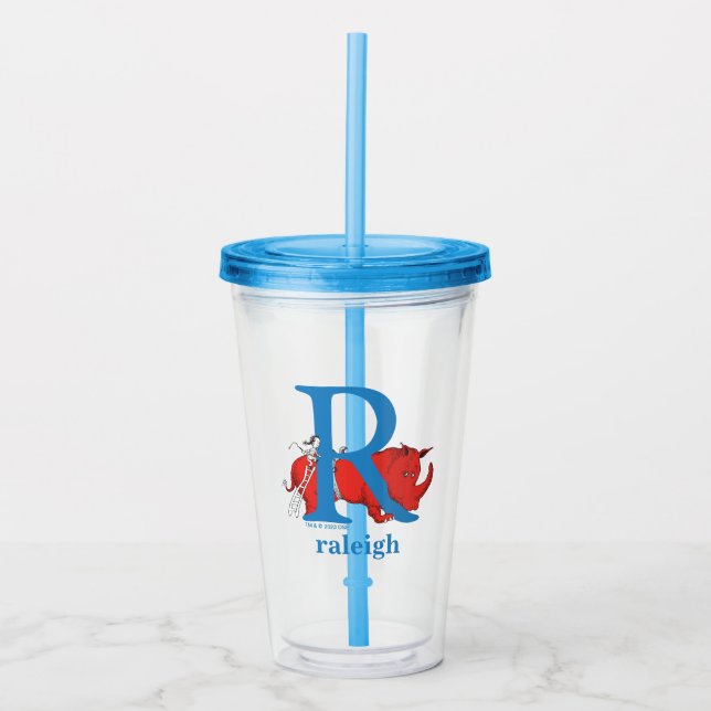 Verre En Acrylique ABC du Dr Seuss : Lettre R - Blanc | Ajouter Votre (Devant)