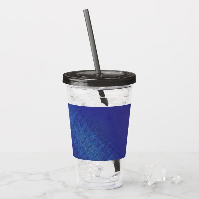 Verre En Acrylique Acceptation | Motif de Blue Indigo Violet Shibori (Devant glace)