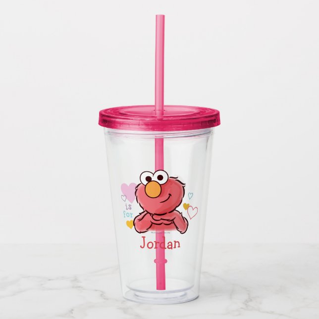 Verre En Acrylique Adorable Elmo | Ajoutez Votre Nom (Devant)