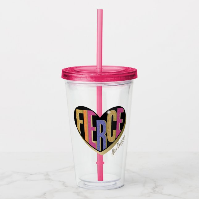 Verre En Acrylique Afro Unicorn Fierce Heart Design (Devant)