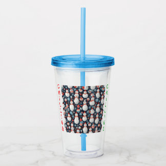 Verre En Acrylique AI Chilling Snowman Pattern Acrylic Tumbler or Cup