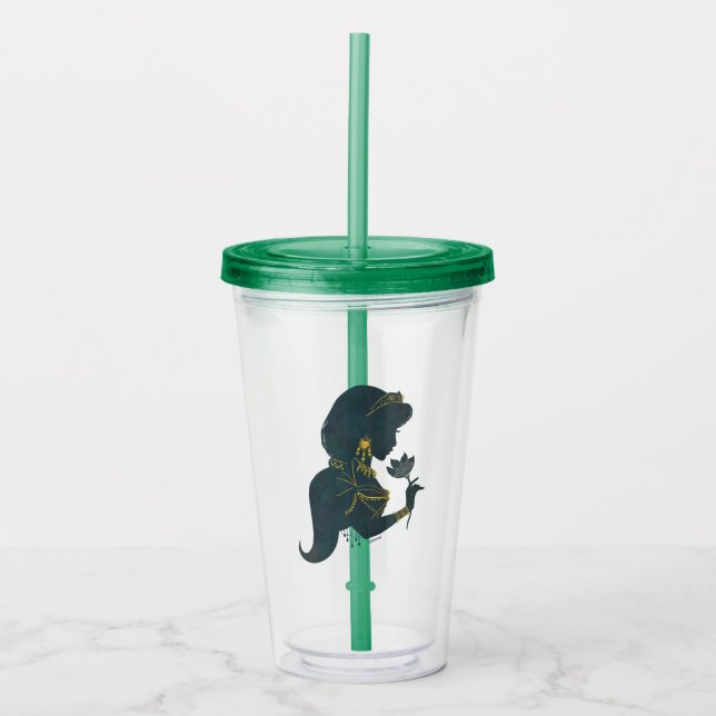 Verre En Acrylique Aladin| Silhouette dorée de Jasmine (Devant)