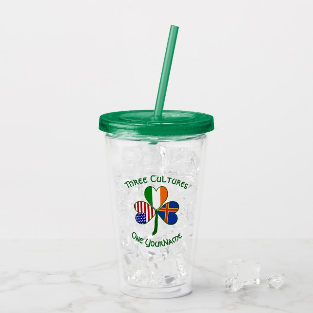 Verre En Acrylique Ålander Irlandais Shamrock américain Drapeau perso (Dos glace)