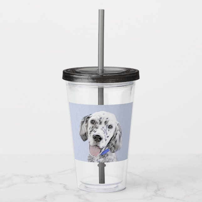 Verre En Acrylique Anglais Setter Blue Belton Peinture Chien Art (Devant)