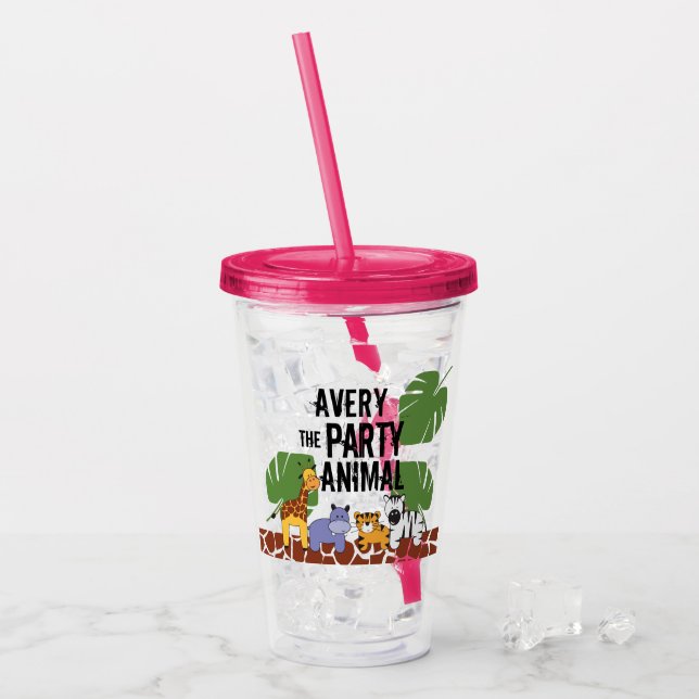 Verre En Acrylique Animaux de fête personnalisés Safari Givaway (Devant glace)