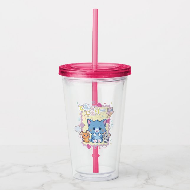 Verre En Acrylique Anime Tom et Jerry Strawberry Fun (Devant)
