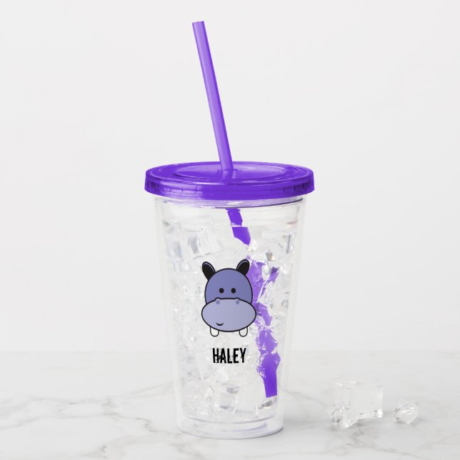 Verre En Acrylique Anniversaire de dessin animé Safari Hippo personna (Devant glace)
