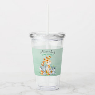 Verre En Acrylique Aquarelle Cute Safari Jungle Animaux Baby shower