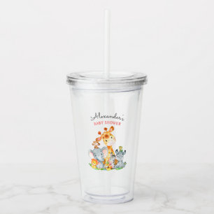 Verre En Acrylique Aquarelle Cute Safari Jungle Animaux Baby shower