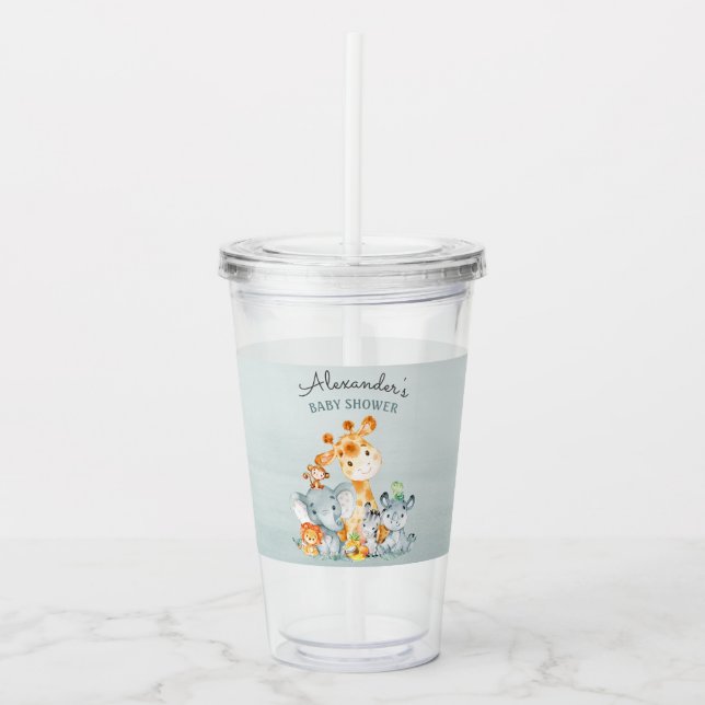 Verre En Acrylique Aquarelle Cute Safari Jungle Animaux Baby shower (Devant)