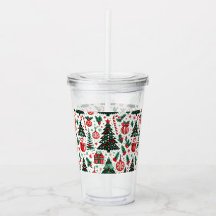Verre En Acrylique Arbre de Noël, cadeaux, sucre de canne