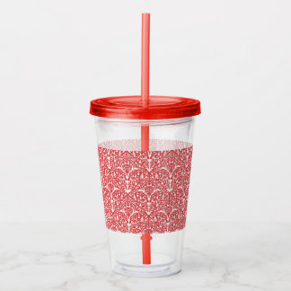 Verre En Acrylique Art Nouveau Inspired Florals Clear Tumbler - Red