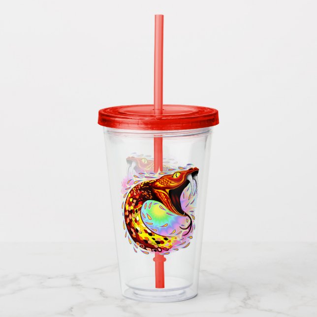Verre En Acrylique Attaque de serpent Psychedelic Surreal Art (Devant)