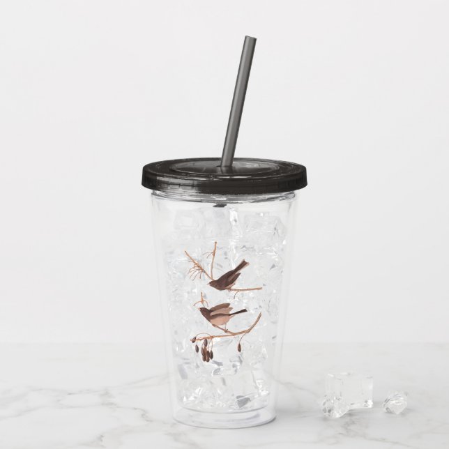 Verre En Acrylique Audubon's Snow Birds on Winter Tree Branch (Dos glace)