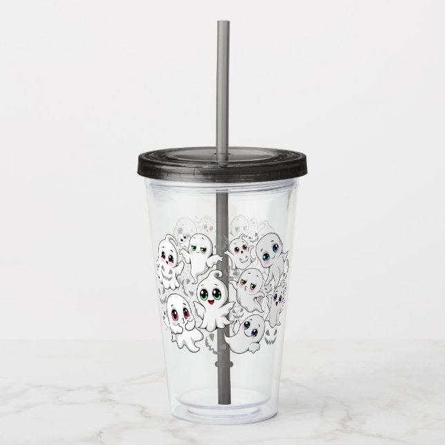 Verre En Acrylique Baby Ghosts Éffrayant mignon Halloween humeur (Devant)