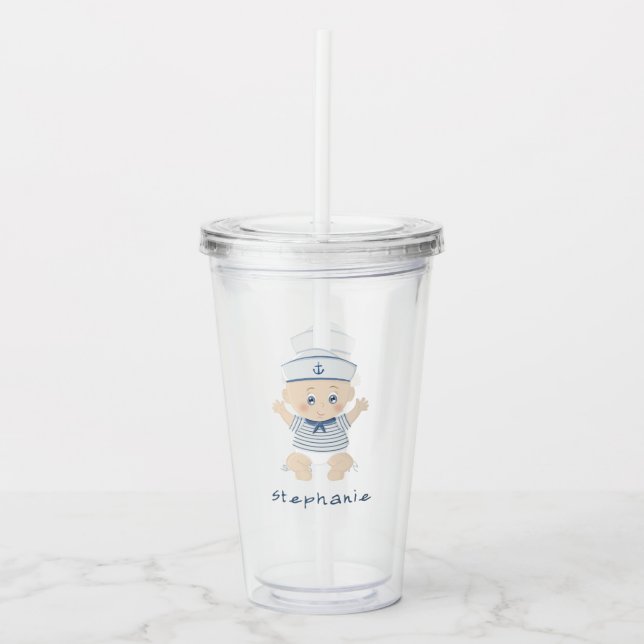 Verre En Acrylique Baby shower Nautical Baby Boy (Devant)