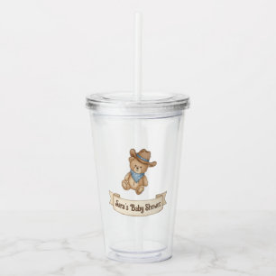 Verre En Acrylique Baby shower rustique Cowboy Watercolor Boy