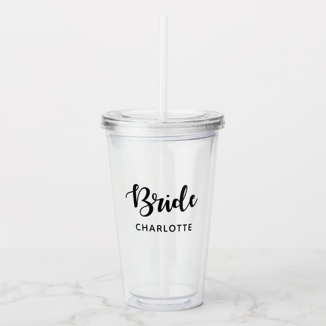 Verre En Acrylique Bachelorette Party Nom de la mariée personnalisée (Devant)