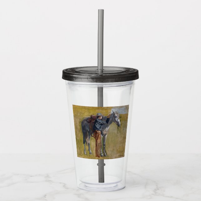 Verre En Acrylique Badlands américains : Vieux West Cowboy avec cheva (Devant)