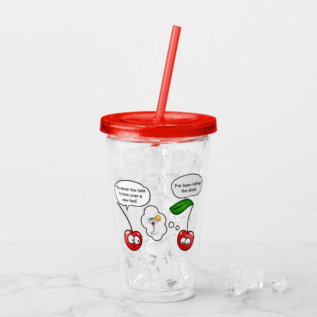 Verre En Acrylique Bande dessinée drôle de plaisanterie de cerise (Dos glace)