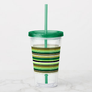 Verre En Acrylique Bandes blanches vert mignonne