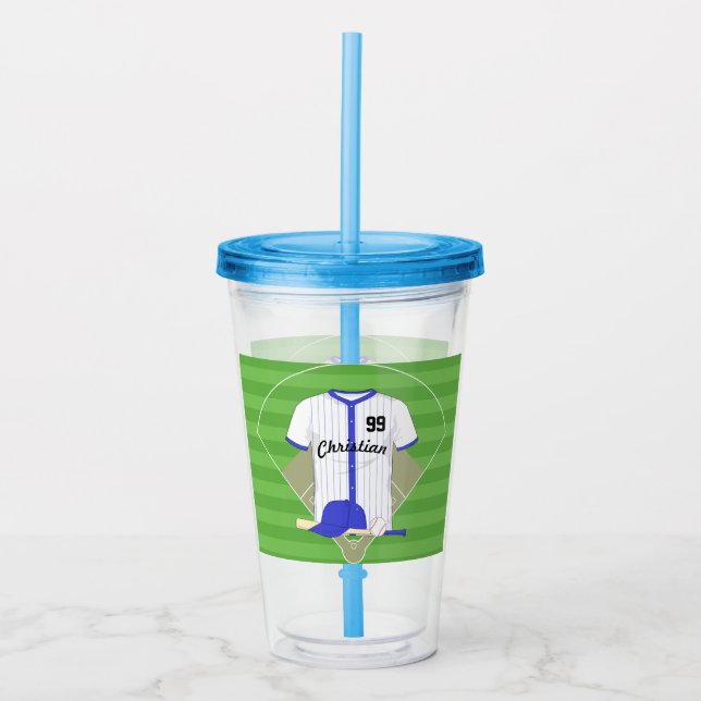 Verre En Acrylique Baseball bleu personnalisé (Devant)