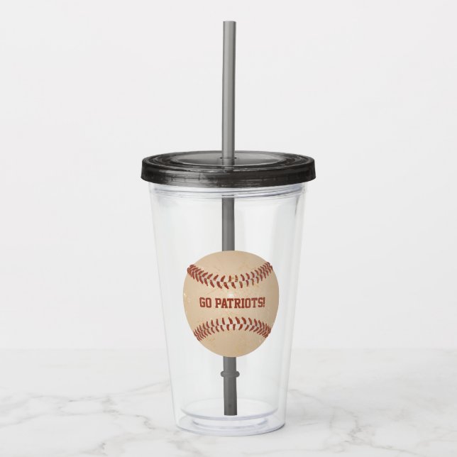Verre En Acrylique Baseball en panne avec message personnalisé (Devant)