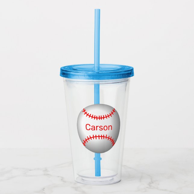 Verre En Acrylique Baseball personnalisé avec points rouges (Devant)