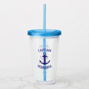 Verre En Acrylique Bateau nautique Ancre bleue Capitaine Merveilleux